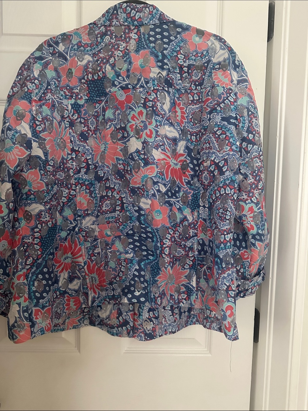 Ruby Rd. Blue Floral Button-Front Blouse - Picture 5 of 5